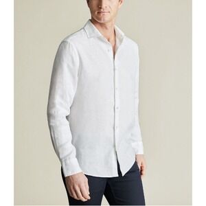 Charles Tyrwhitt Men's White Cutaway Pure Linen‎ Classic Fit Shirt Size XXXL